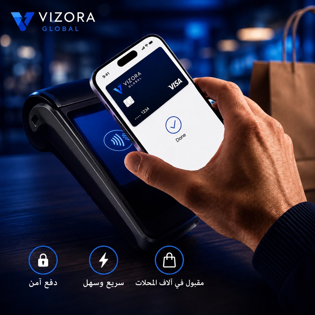 الدفع من تطبيق Vizora